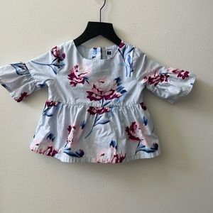 Janie and Jack blouse, blue floral, size 2T